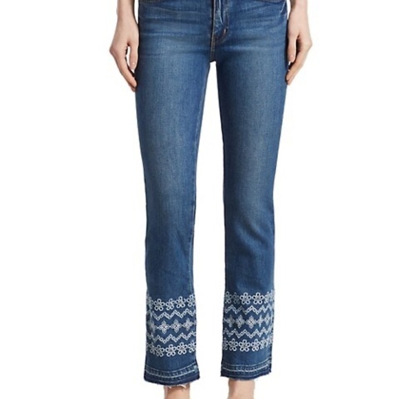 Derek Lam 10 Crosby Jane Embroidered Ankle Jeans 28 - Picture 1 of 16